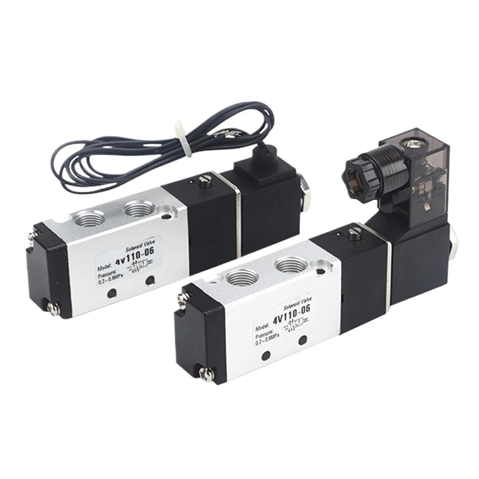Válvula Solenoide de Aire 4V110-06 1/8, válvula neumática de 5/2 vías, válvulas magnéticas eléctricas de Gas de 5 Puertos y 2 Posiciones, CC de 12V, 24V, 110V y 220V(4V110-06 and 4mm,DC12V)