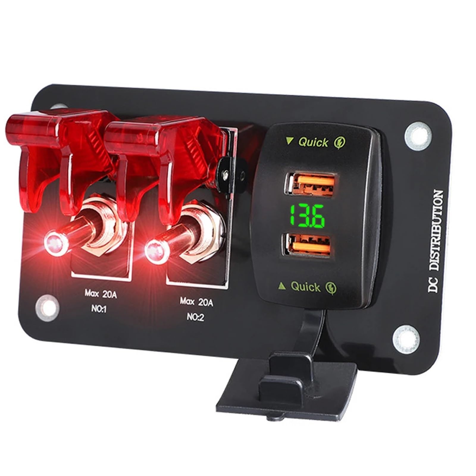 Przełączniki morskie, 12V 24V Przełącznik Panelowy Przełącznik Światła Zapłon Start Stop Przyciski Bezpiecznik 20A 4x4 Akcesoria Samochodowe Wyścigowe Do Łodzi Ciężarówki Przyczepy(3 Gang)