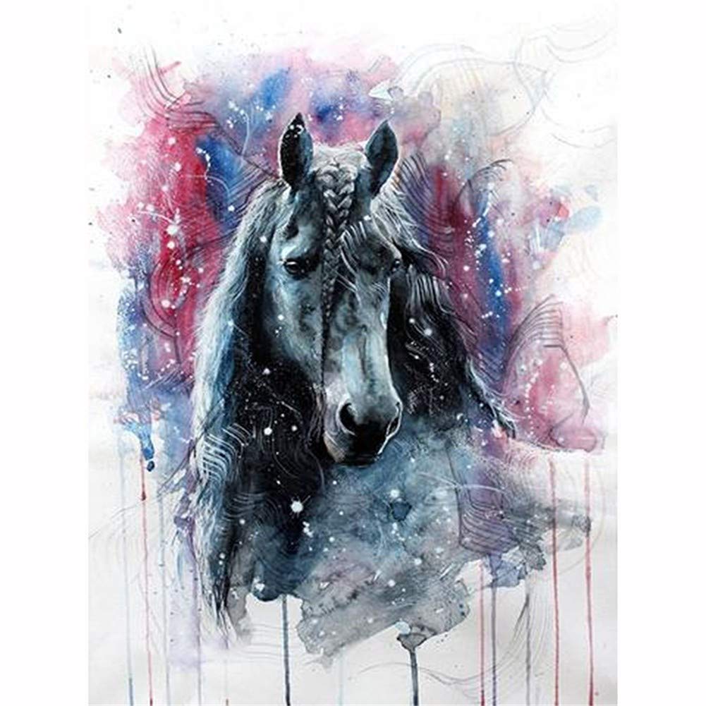 Peinture diamant complet cheval 60x80cm broderie strass carrés