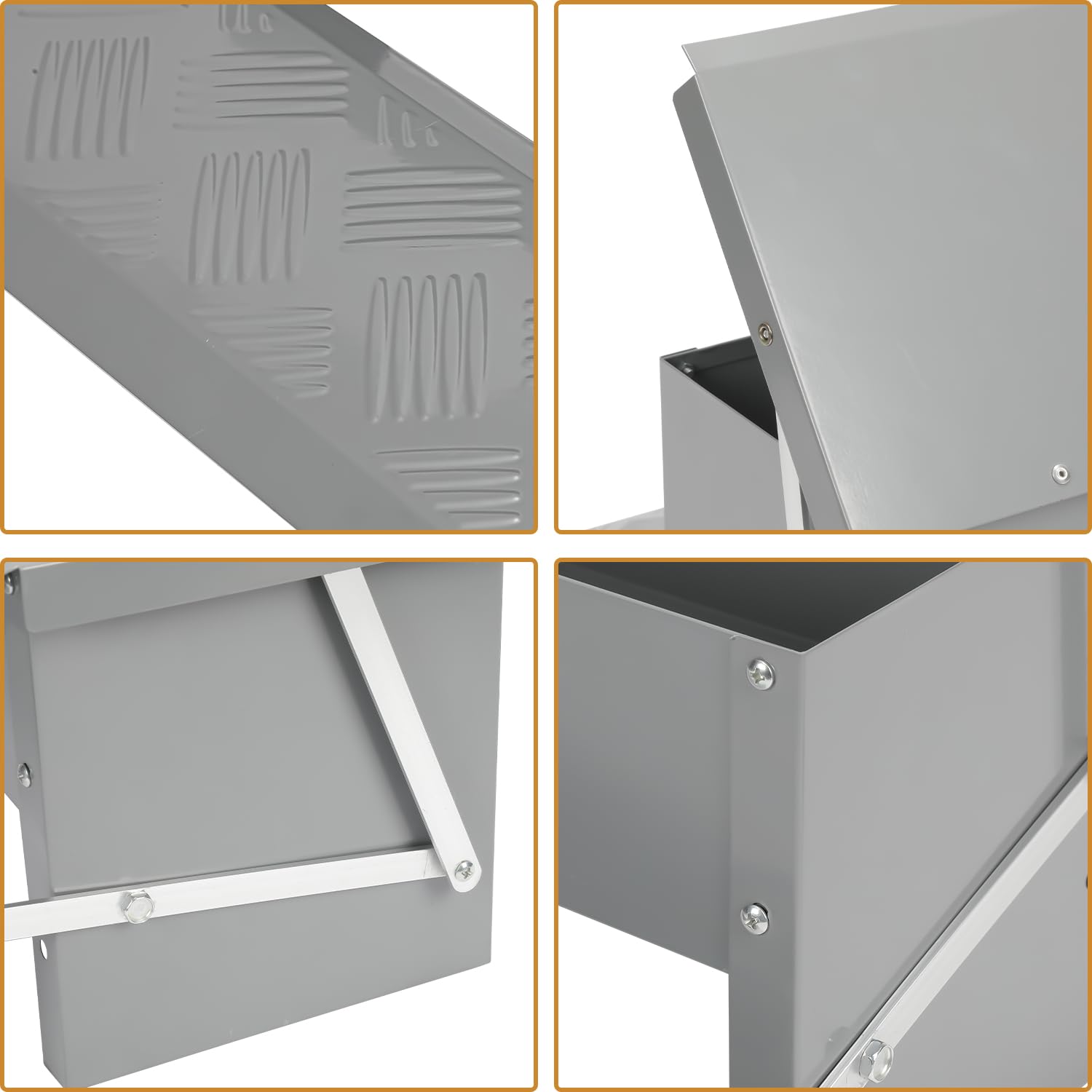 Comedero automático para pollos con placa de estribo, tapa, 5 kg, galvanizado, resistente al agua, comedero para pollos, 2 comederos a prueba de ratas, comedero automático para gallinas