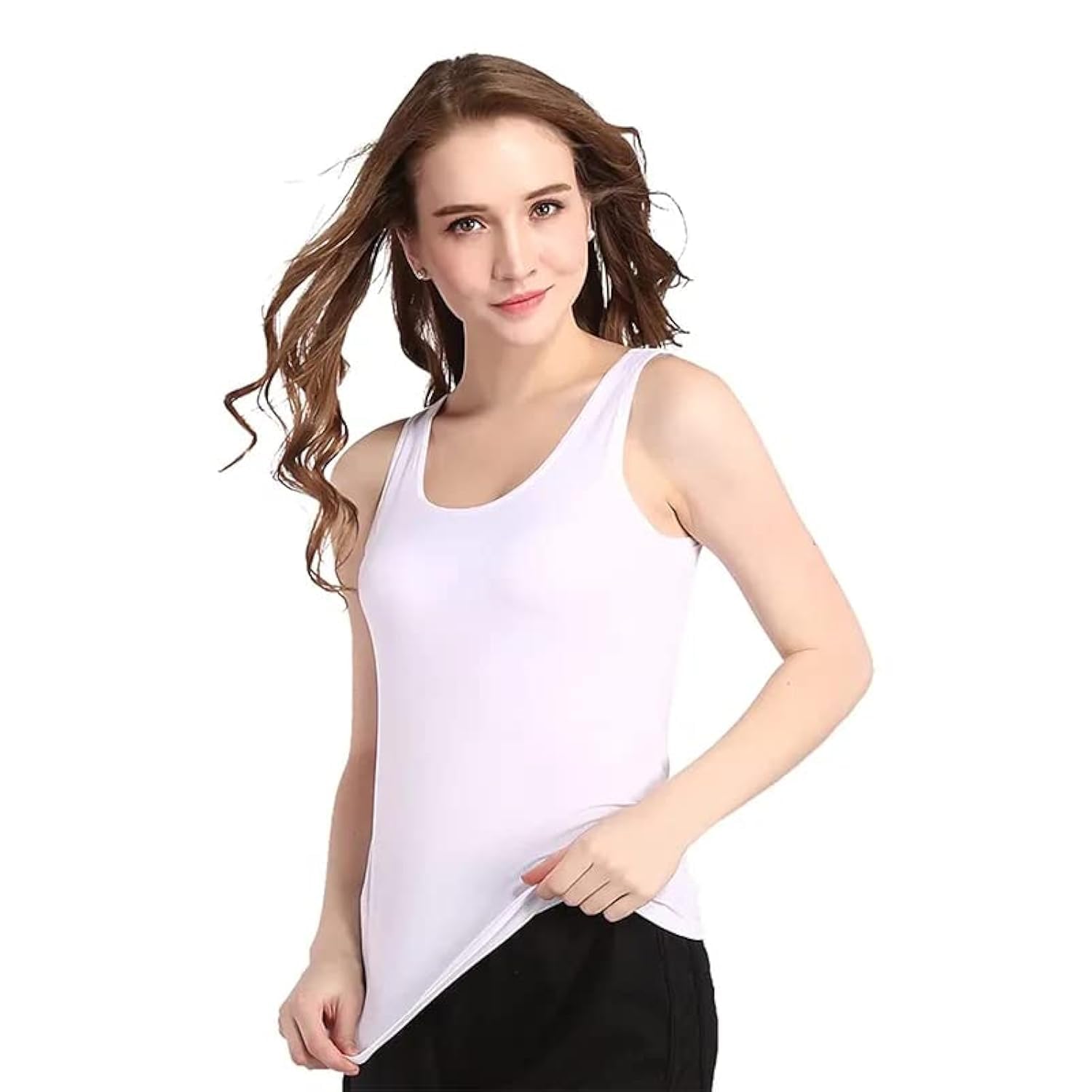 Boolavard Womens Sleeveless Tank Tops Layering Tanks Undershirt Tank Top (as8, Alpha, m, Regular, Regular, White)