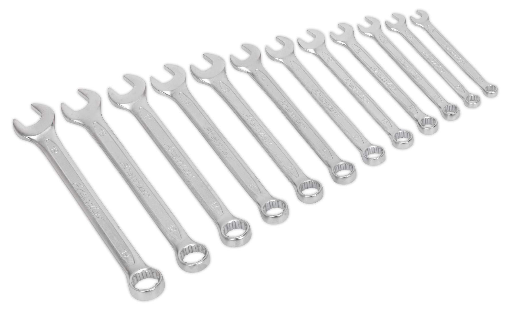Sealey White Ak6325 Combination Spanner Set 12Pc Cold Stamped Metric