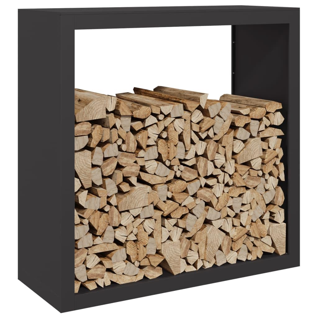 Stahl Brennholzregal Schwarz 100 x 40 x 100 cm Kaminholzständer für feuerholz Lagerung neben Kamin Ofen Terrasse Garten Schuppen trocken stapeln Ordnung