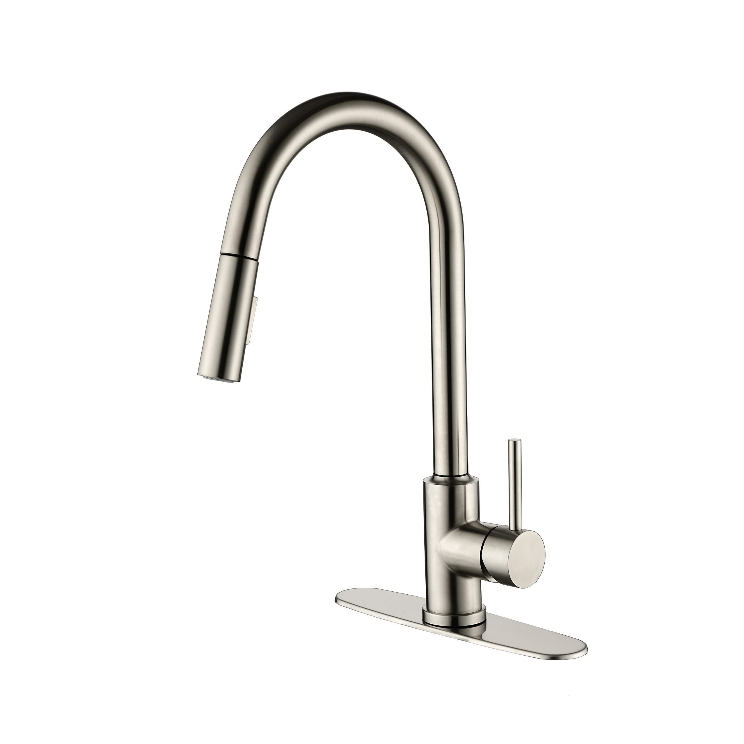 COSZWQDP Kitchen Faucet with Pull Down Sprayer 360° High-Arc Nozzle for Convenient Water Use Brushed Nickel Finish