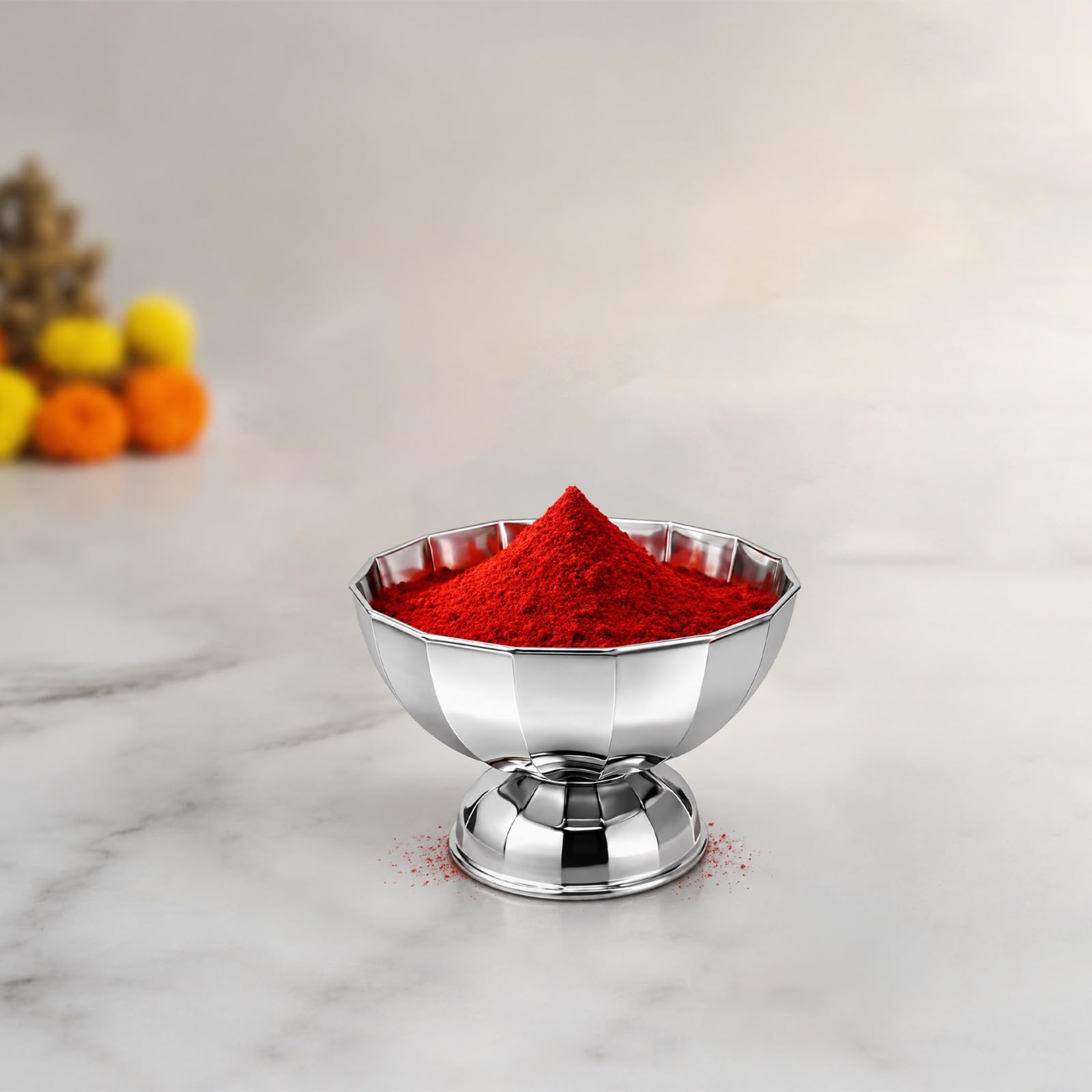 Putrika Traditional Stainless Steel Puja Prasad |Decorative Bowl | Chandhan | Kumkum |Turmeric|Sandal |Multipurpose Bowl|Bowl for Temple Home-Chandhan Payala [Weight - 30gms Capacity -100ML (3)