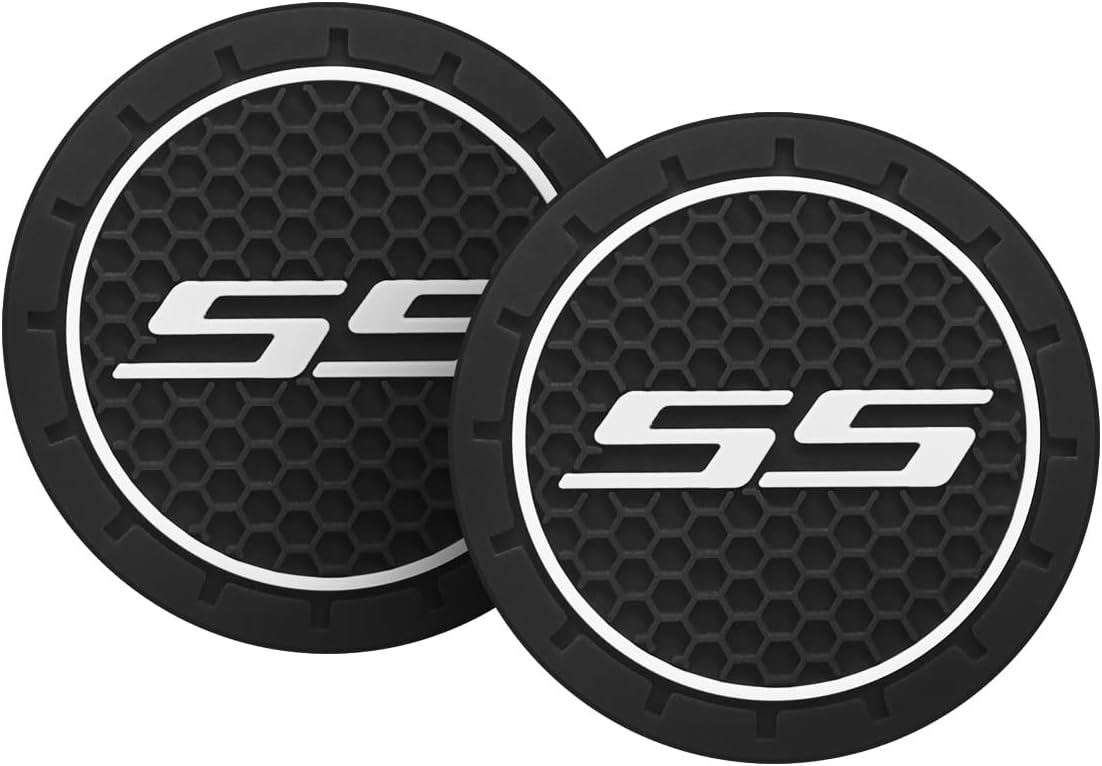 2pcs Car Cup Holder Coaster Compatible with Chevy Camaro SS Interior Accessories, 2.75 Inch Universal Auto Anti Slip Cup Holder Insert Coasters