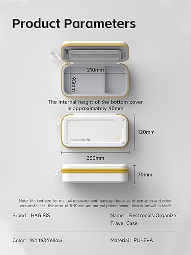 Miniatura 8 de Hagibis Organizador electrónico bolsa de viaje EVA Hardshell PU bolsa de transporte portátil para mouse, cargador, cables, banco de energía,
