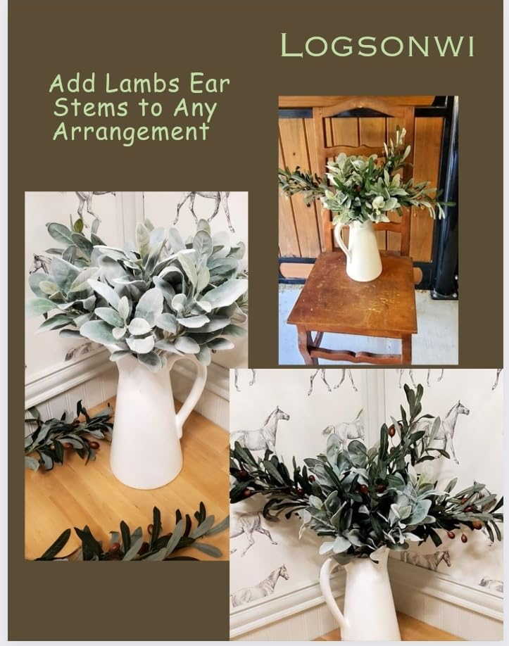 Logsonwi Artificial Lambs Ear Stems - Lambs Ear Greenery for Centerpieces, Garland, or Wreath - 14 in Artificial Greenery Stems w/Flexible Wire - Realistic Greenery Decor, 12 pcs Family Owned Brand - Image 4