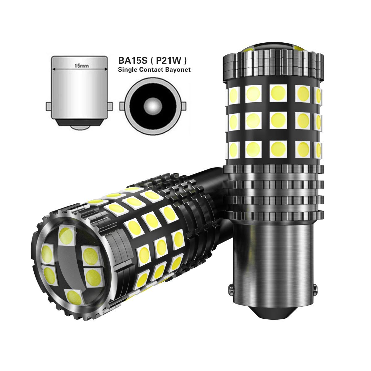 2 PCS Super luminoso S25 1156 BA15S P21W LED CANBUS lampada posteriore per parcheggio retromarcia auto LUCE DI MARCIA DIURNA A LED DRL 6000K Bianca DC12V DC24V
