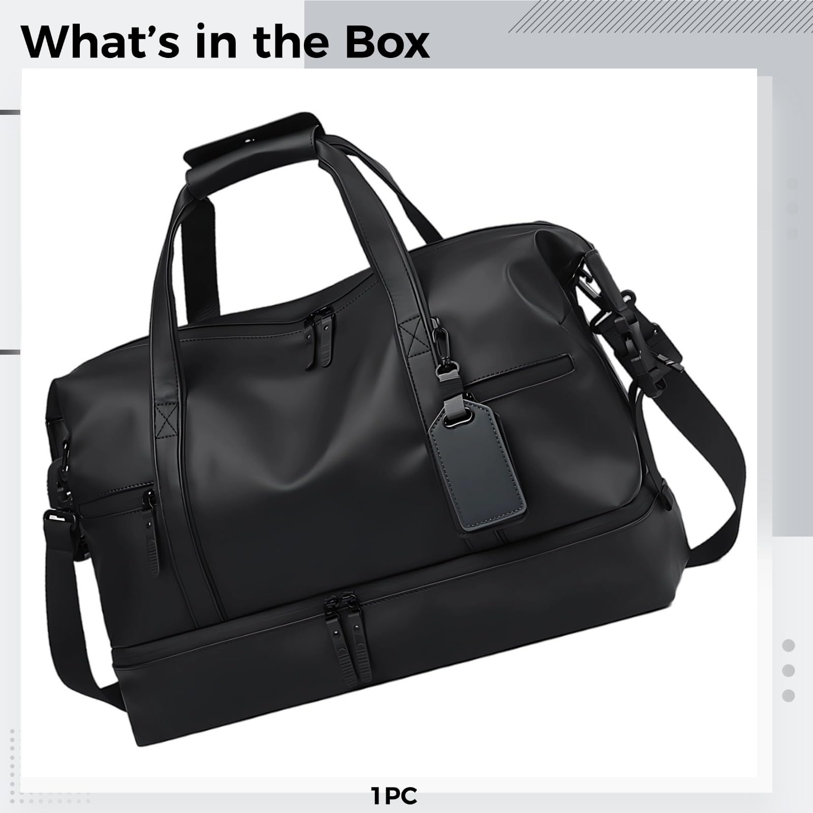 Bolsa de viaje para hombre, 50 x 20 x 34 cm, bolsa de fin de semana, bolsa de gimnasio deportiva con compartimento para zapatos, bolsa de equipaje de mano, múltiples bolsillos