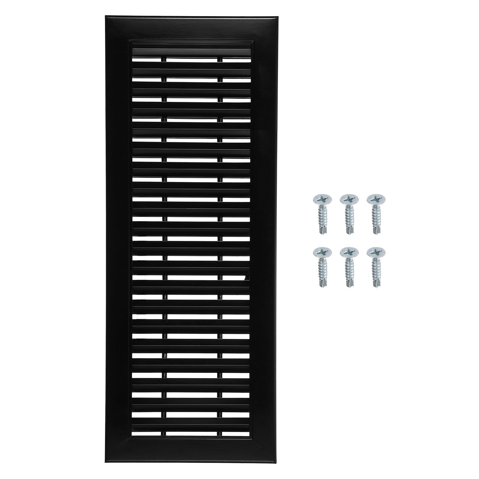 sourcing map Aluminum Air Vent Cover (550x200mm) - Rectangle Ventilation Grille Louvered Ventilation Cover for Cabinet Closet Door Wardrobe HVAC Vent (Ducting Openings: 495 x 145mm), Black
