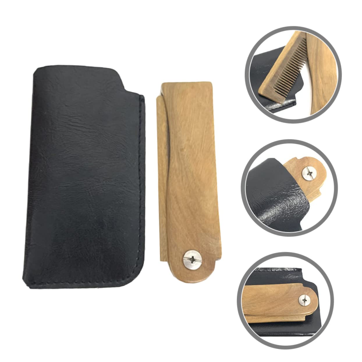 Mikinona Lot De 5 Peignes De Poche Portables En Bois Pour Hommes Peignes À Barbe Multifonctions