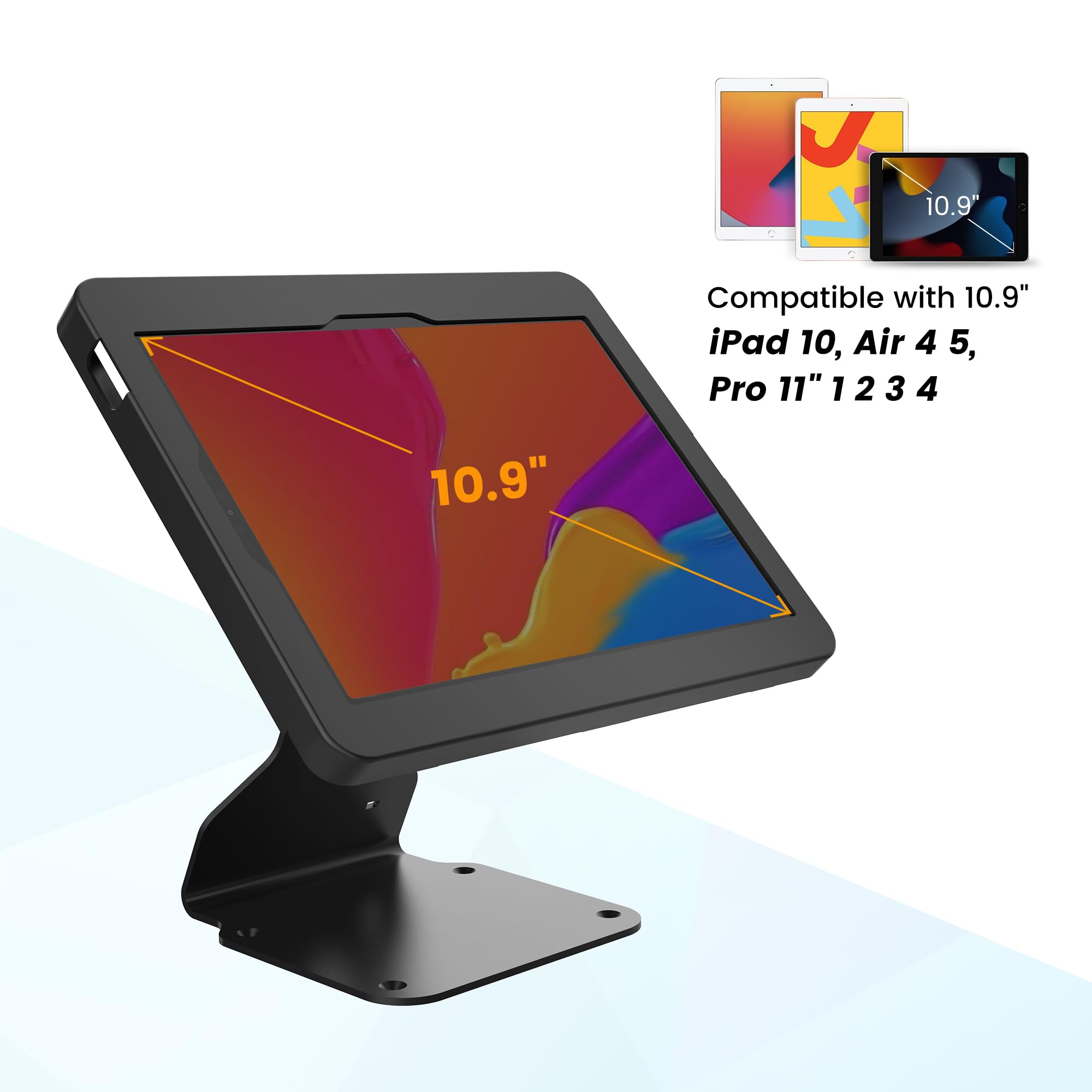 Supporto per tablet POS da scrivania, in metallo pesante, con chiusura a scatto, girevole – compatibile con iPad 10 pollici, Pro 11" 1 2 3 4, Air 4 5, Air 11", iPad 11" (A16) - BSC401BA