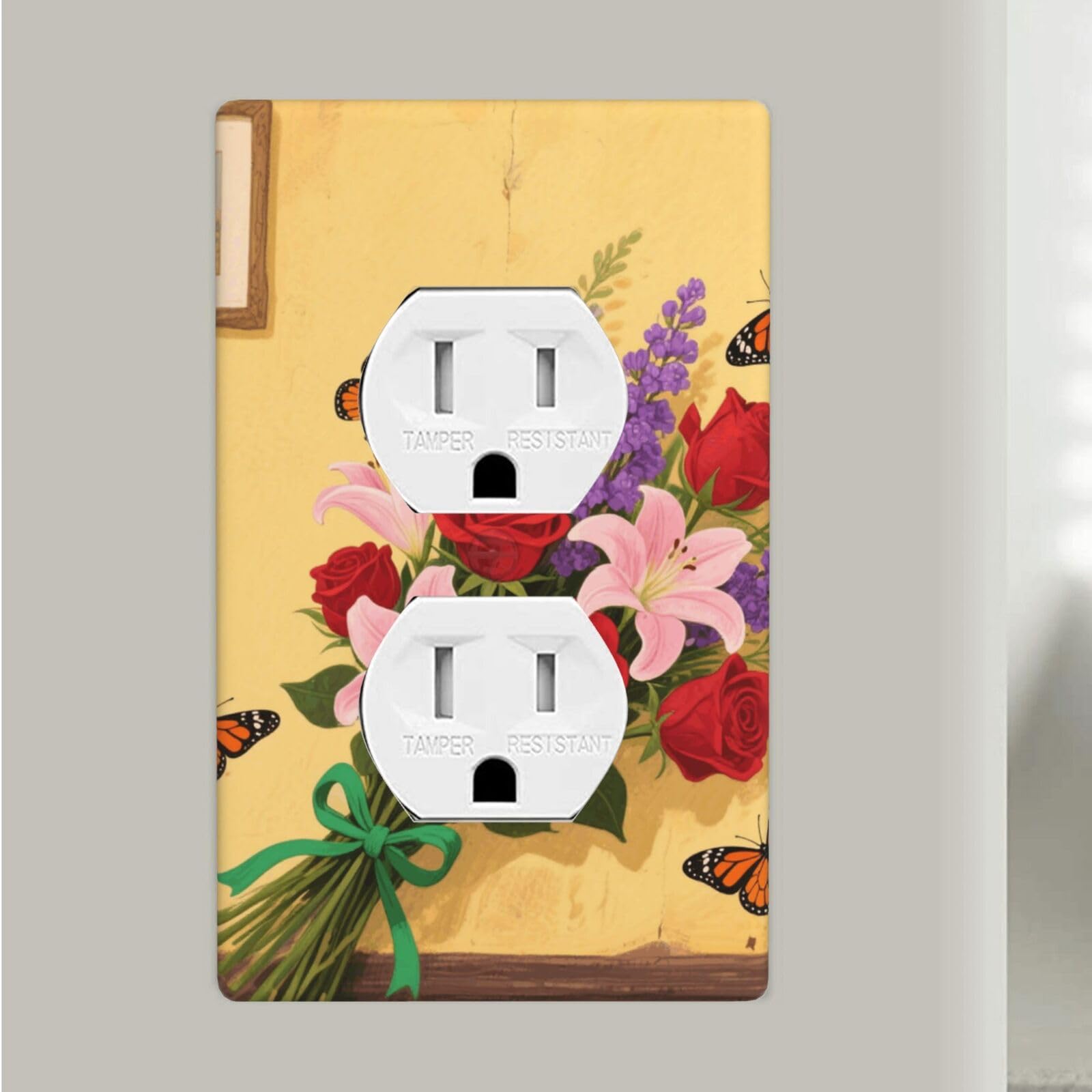 Butterfly Pattern Duplex Outlet Covers Wall Plates 1-Gang Switch Outlet Electrical Cover Plate Unbreakable Polycarbonate Switchplate Cover Faceplate For Bathroom Kitchen Home Decor