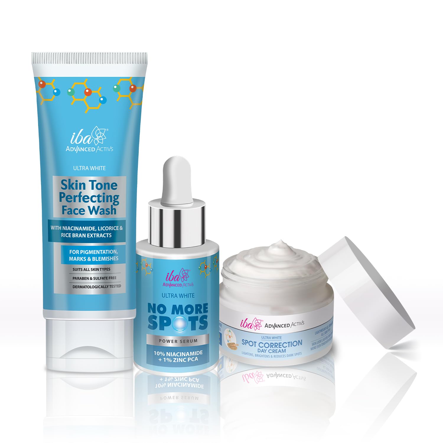 Iba No More Spots Skin Care Regime Combo (Ultra White Skin Tone Perfecting Face Wash (100ml) + No More Spots Serum (30ml) + Spot Correction Day Cream (50g))-image-23