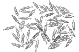 ALIMITOPIA 100pcs Alloy Feather Charms Pendants