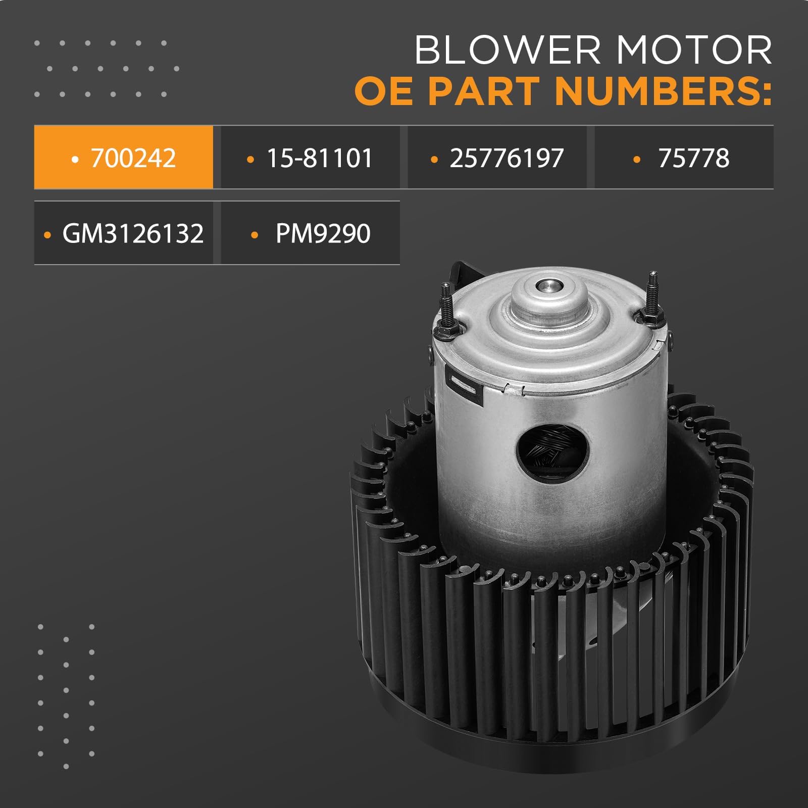 Motor de ventilador HVAC 700242 compatible con Chevy Cobalt 2005-2010, Chevy HHR 2006-2011, Pontiac G5 2007-2009, ventilador de CA para 15-81101, 25776197, 75778, GM3126133 2, PM922. Motor de