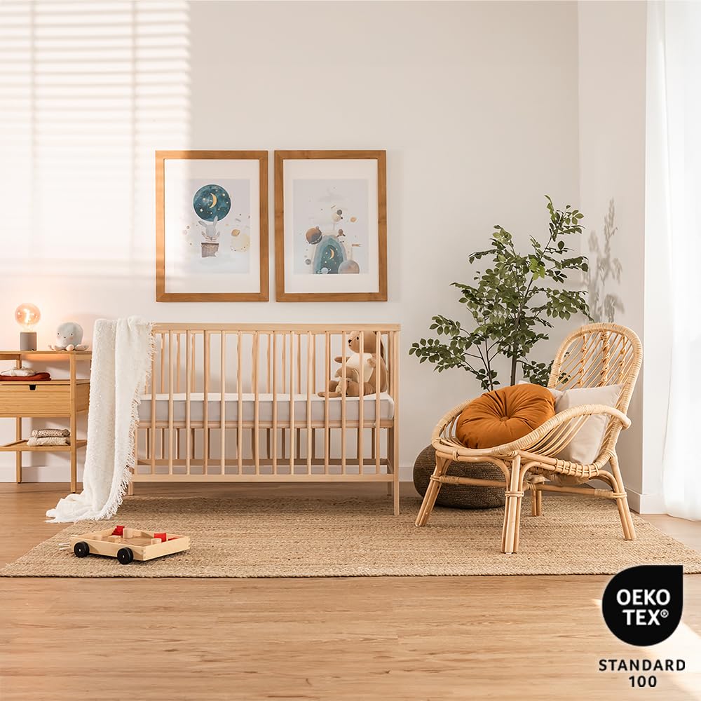 Cecotec Protector De Colchón 60x120 Flow Protectbaby. Para Cuna Impermeable y Transpirable 100%,Tejido de Malla Suave. Lavable A Altas Temperaturas. Fabricado España Certificado Oekotex