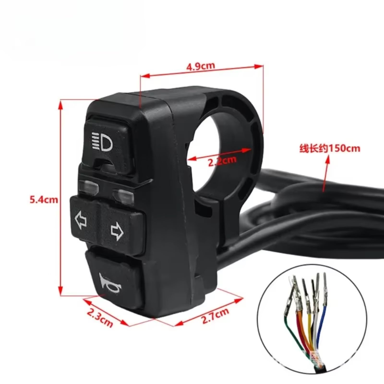 Interruttore Manubrio Da Moto Per Interruttore ON/OFF Universale Per Bici Elettrica Da 36 V. 3 In 1 Faro Indicatore Di Direzione Avvisatore Acustico Manubrio Kill Interruttore