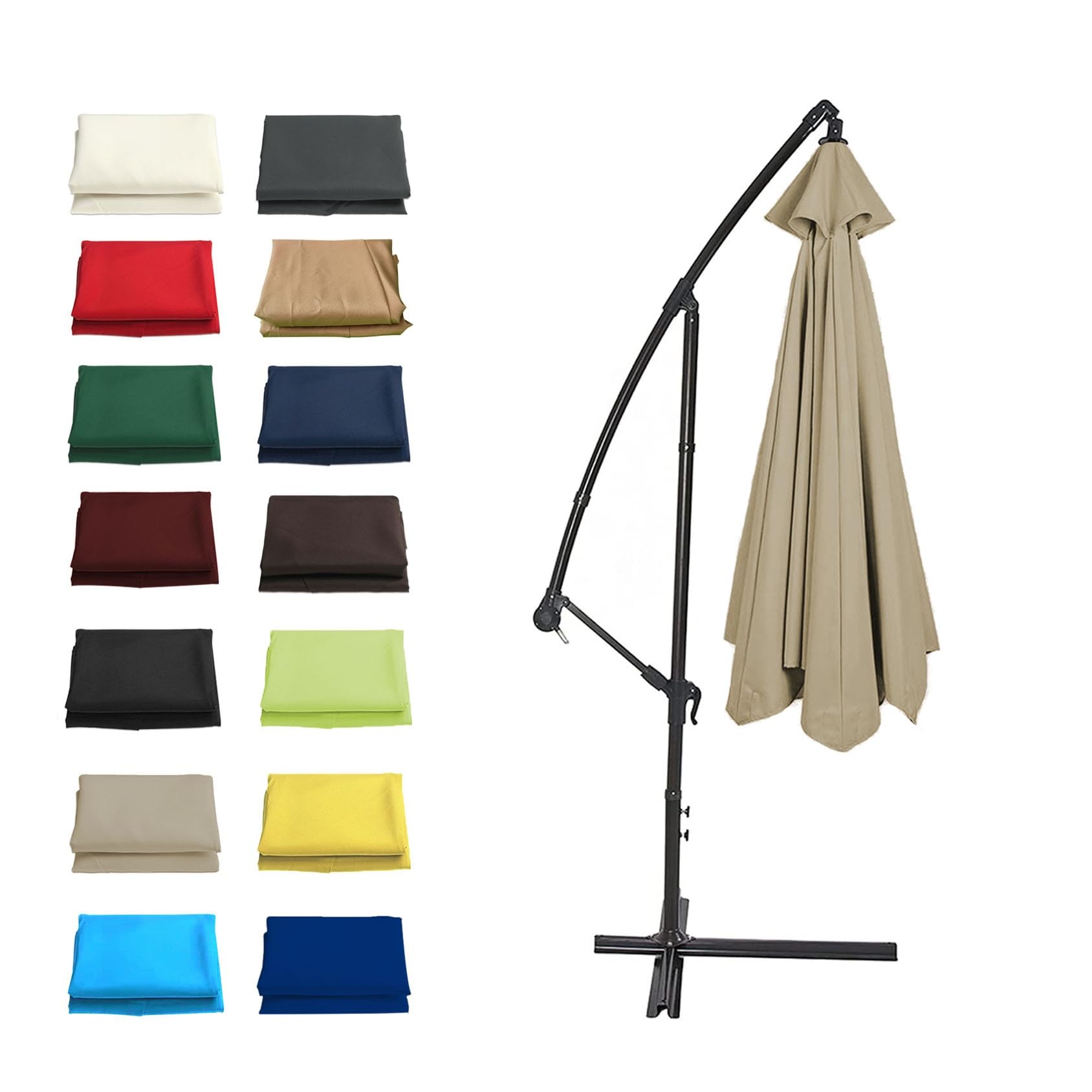 GZDXBF 6 Ribs / 8 Ribs Umbrella Fabric Canopy Cover, 200/270/300cm Patio Umbrella Replacement Cloth Canopy, Easy To Install/Washable/Breathable(Color:Top color,Size:6 ribs: 2.7m/8.8ft)