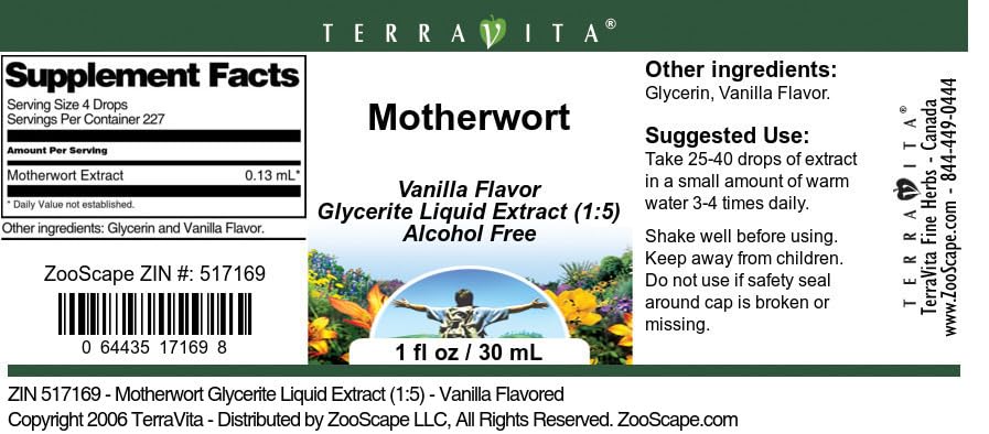 Miniatura 4 de Motherwort - Extracto líquido de glicerita (15), sabor a vainilla (1 oz, ZIN 517169), paquete de 3