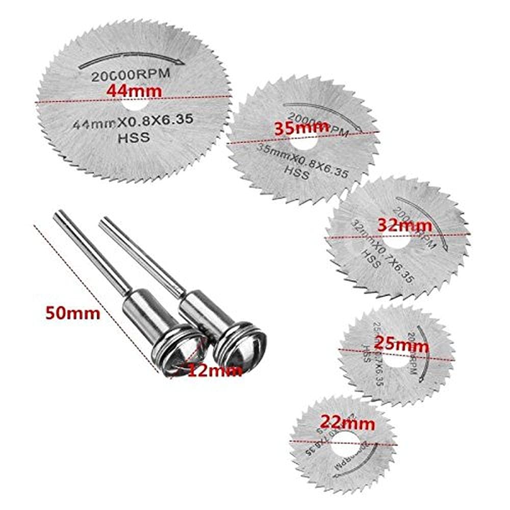 Diy Crafts 10279 7103 Mandrel & Hss Circular Wood Cutting Saw Blade Discs Rotary Tool, Multicolor, 7 Piece 2