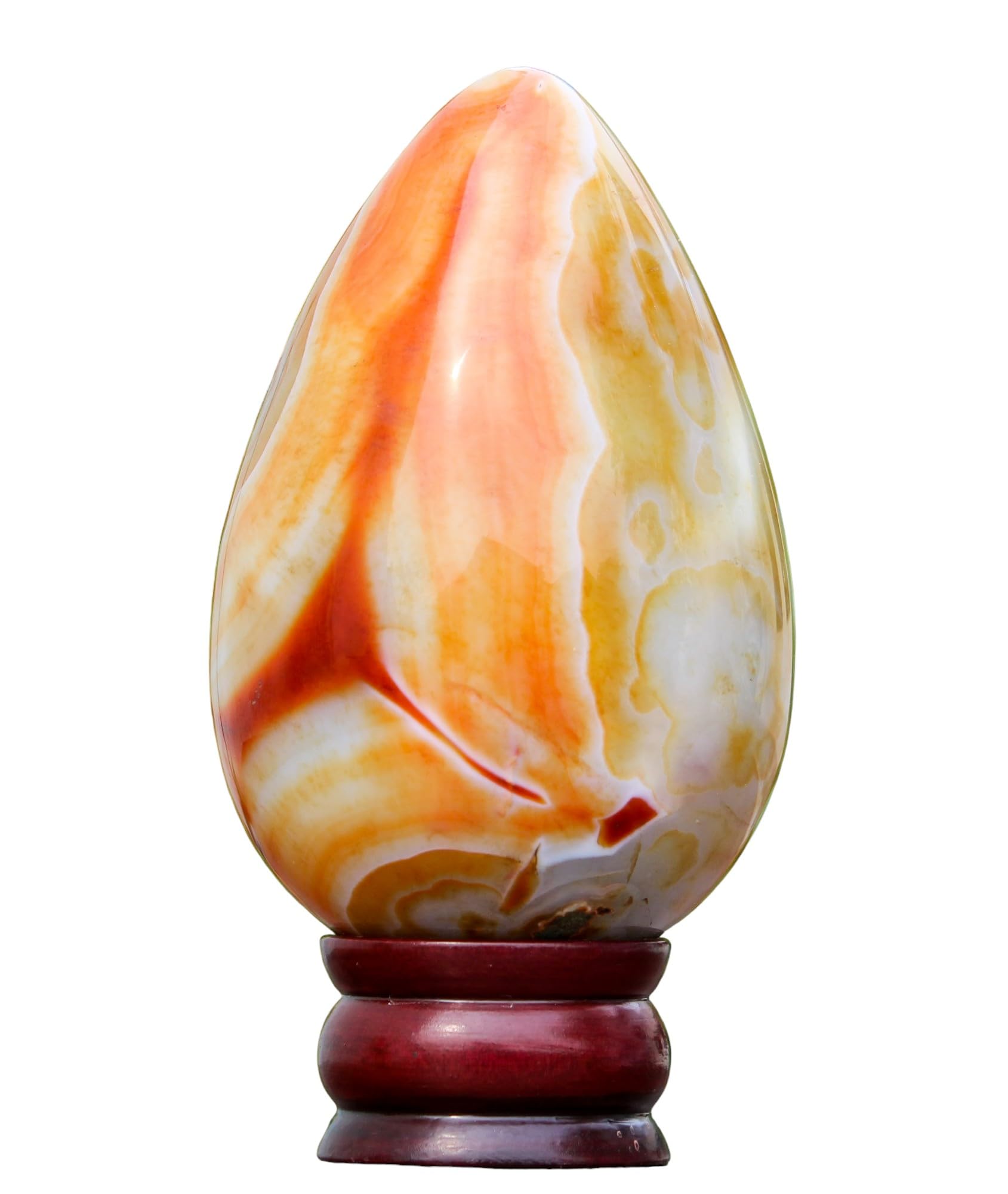 A+Huevo de piedra grande metafísica curativa de chakras de cristal de cornalina con bandas rojas naturales pulidas (140 mm/1360 g) para meditación, Feng Shui, aura, para interiores, decoración del