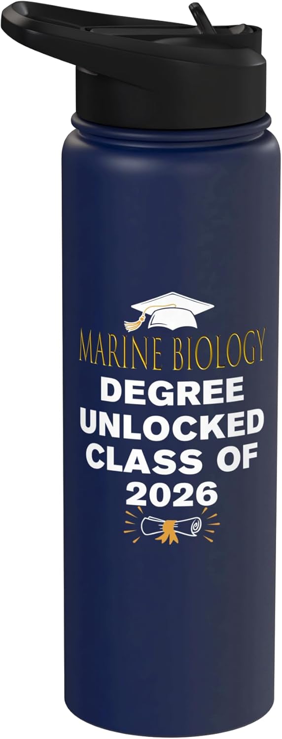 Marine Biology Degree Unlocked Class of 2026 Ocean Grad Stainless Steel Insulated Water Bottle