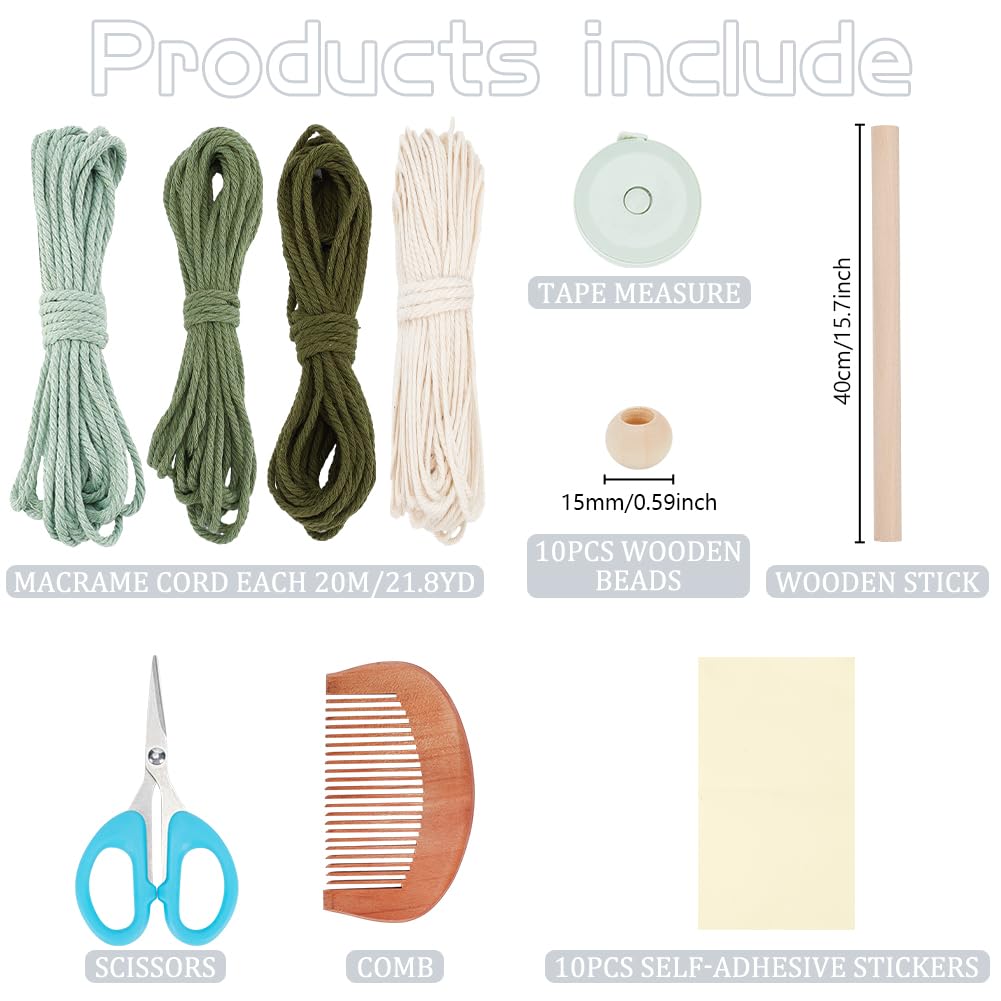 FREEBLOSS Macrame Wall Hanging Leaves Macrame Monstera Wall Hanging Tapestry DIY Macrame Kit for Beginners with Instruction Macrame Wall Hanging Kit for Adults Home Decoration, Clear