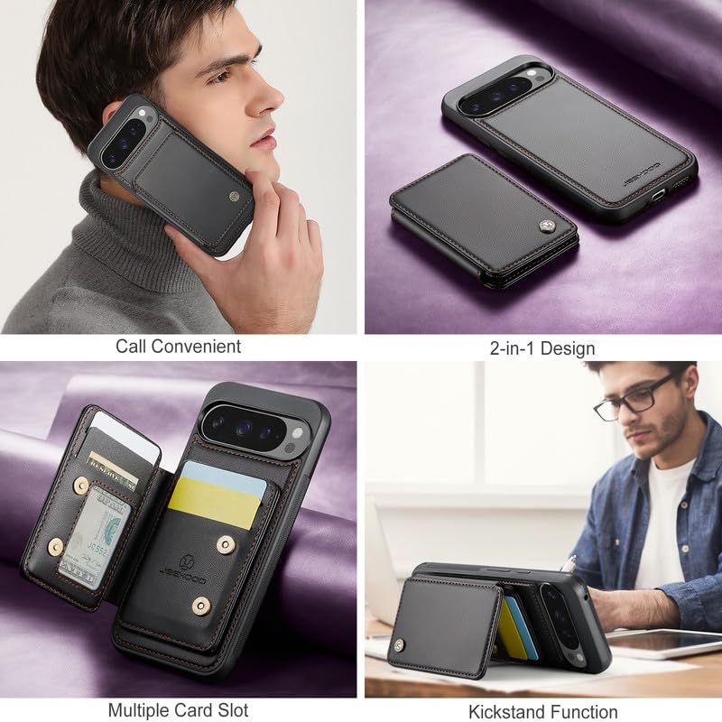 Etui blokujące RFID, do Google Pixel 10 Pro XL 2 w 1, zdejmowany, portfel, magnetyczne, bezprzewodowe ładowanie, podpórka, odporne na wstrząsy, z tworzywa TPU, do Google Pixel 10 Pro XL