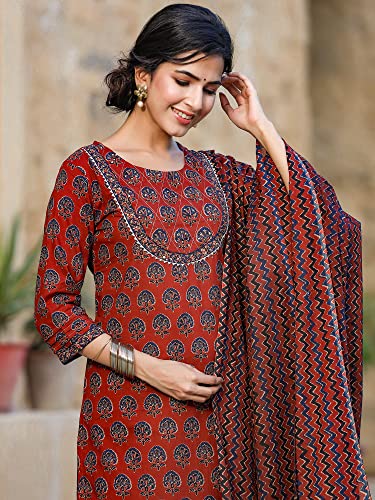 Image of Vaamsi Women's Rayon Blend Floral Printed Straight Kurta Pant With Dupatta