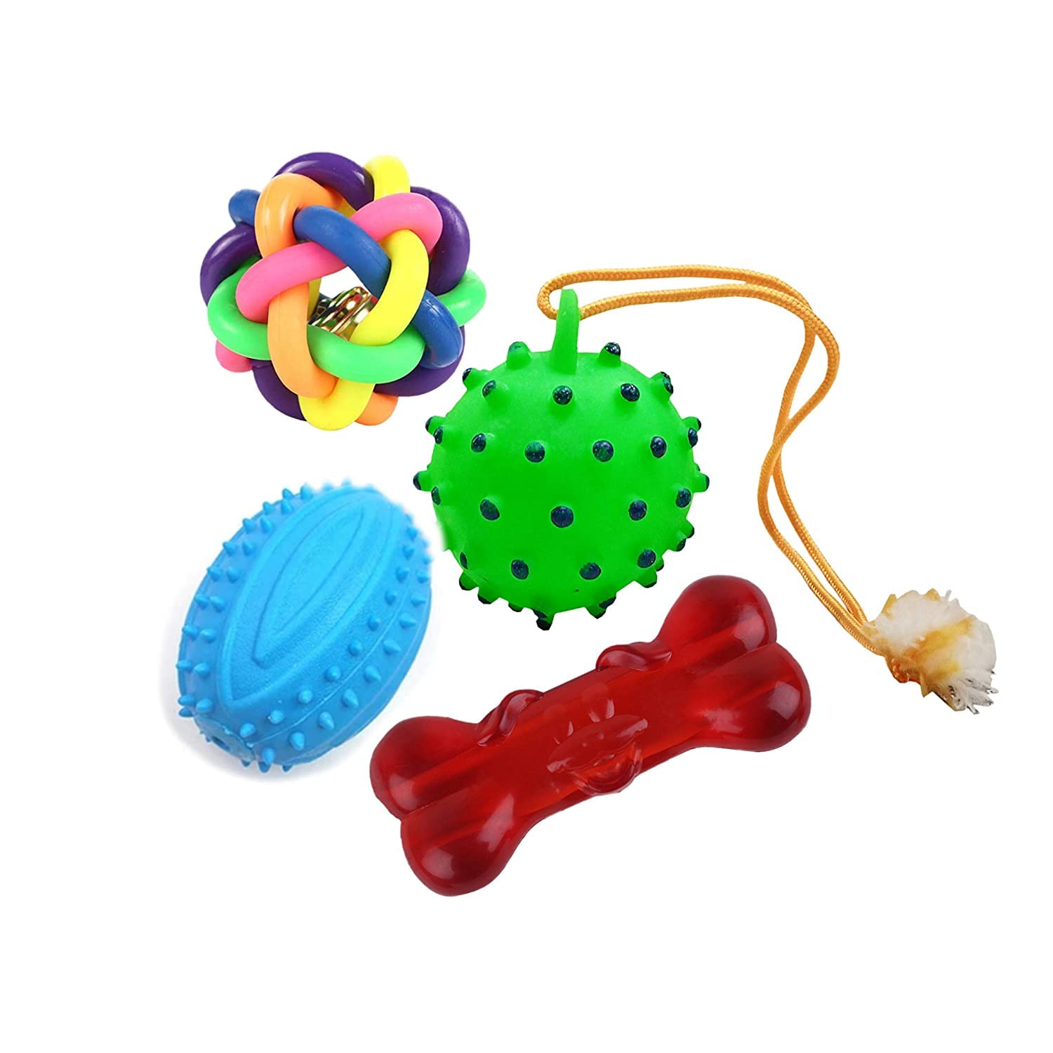 Pet Needs Combo of 4 Cute Squeaky Rugby, Bone, Ringing Woven Ball Toys for Small Puppy/Pets- Small-Multicolor (B0BMPN5TMW) Amazon Price History, Amazon Price Tracker
