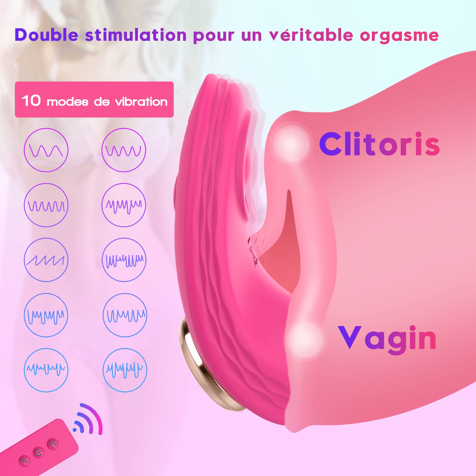 Jahuno Vibromasseurs feminin portable avec APP, Sex toýs oeuf vibrateur pour couple à distance avec 10 modes pour son clitoris vaginal, vibrant sans fil clitoridien, Rose