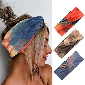 Catery Boho Headbands Criss Cross Headband Headpiecce Bohemia Floal Style Head Wrap Hair Band Vintage Stylish Elastic Fabric Hairbands Fashion Hair Accessories for Women(Pack of 3) (Fresh)