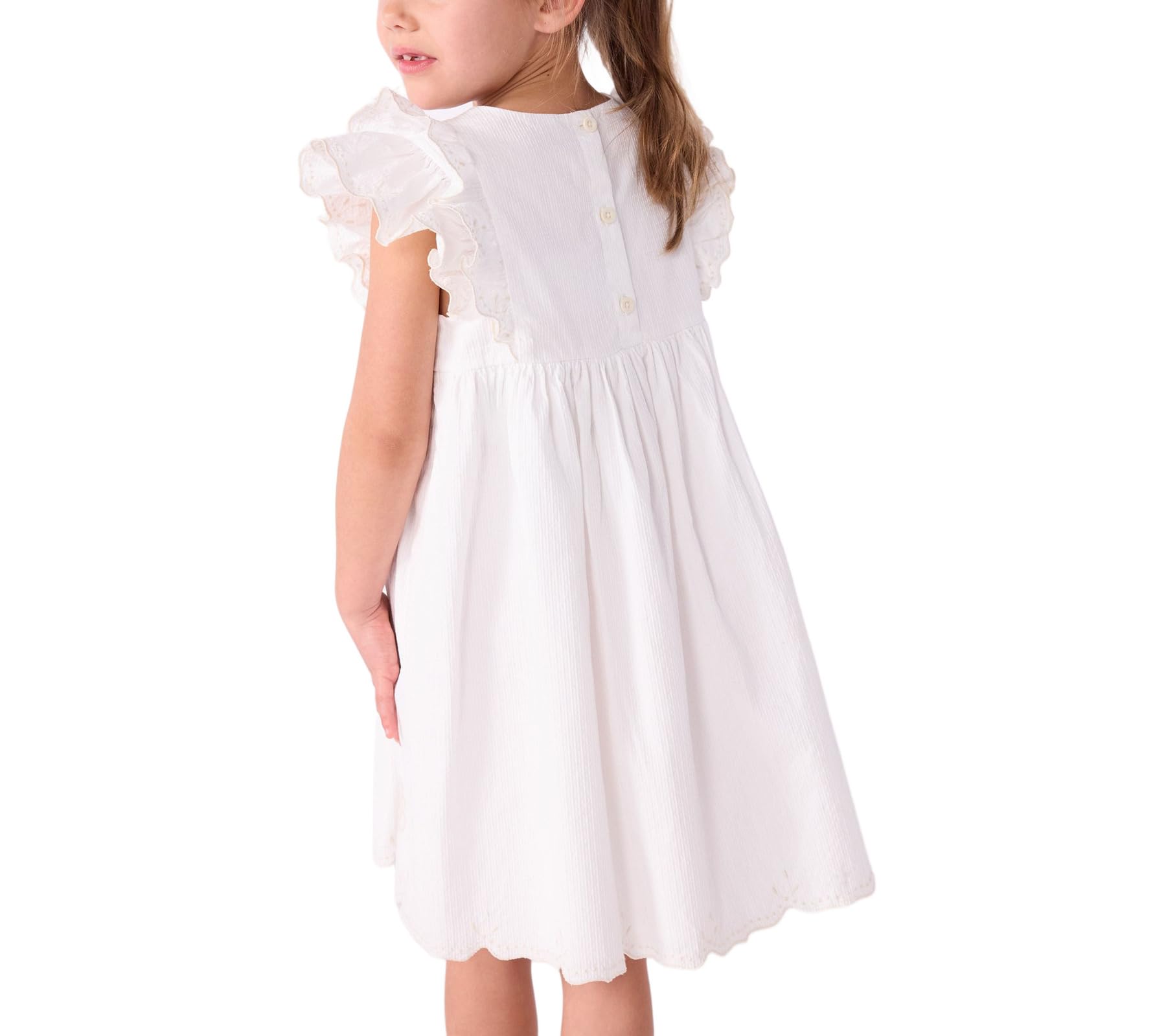 Petit Bateau Abito Bambino in Cotone Manica Corta Tinta Unita, Schiuma, 4 Anni