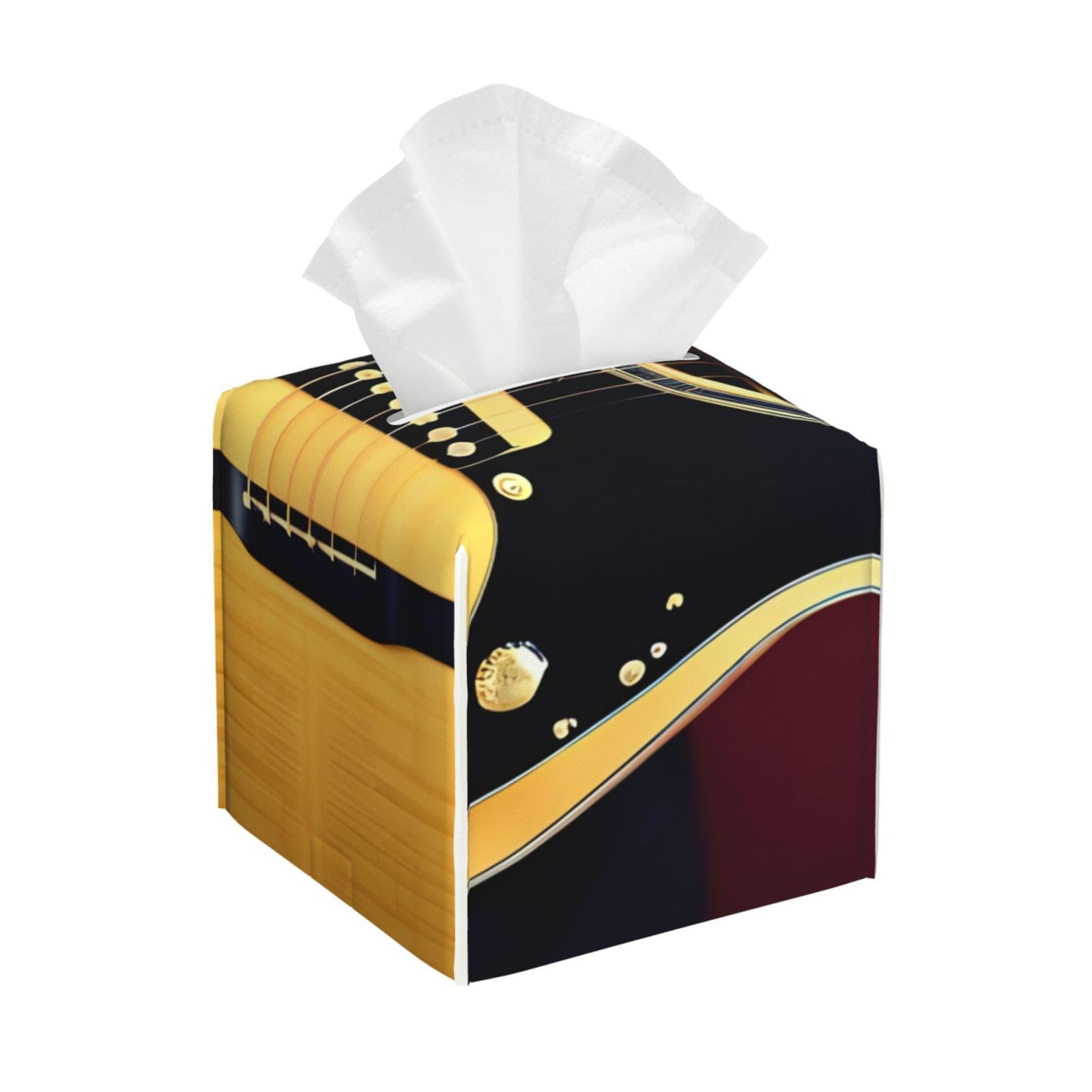 Note Guitar Leather Tissue Box Cover â€ Concealing Tissue Holder for Toilet, Living Room, Table Desk, Office, Car