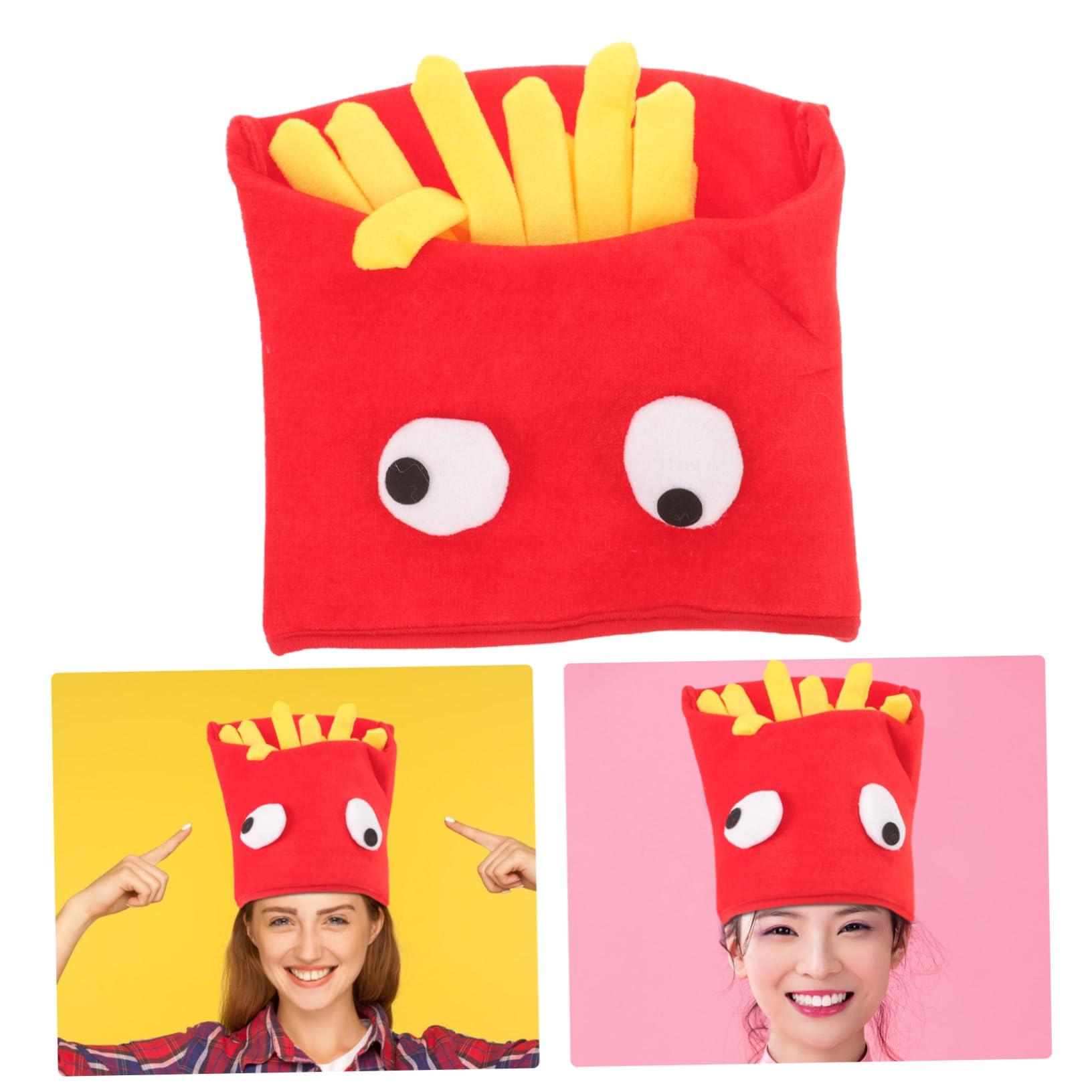 DOITOOL Sombrero especial de Halloween con forma de papas fritas, accesorio de disfraz de fiesta, divertido gorro novedoso para adultos y cómodo gorro de fiesta loco para bailes de máscaras