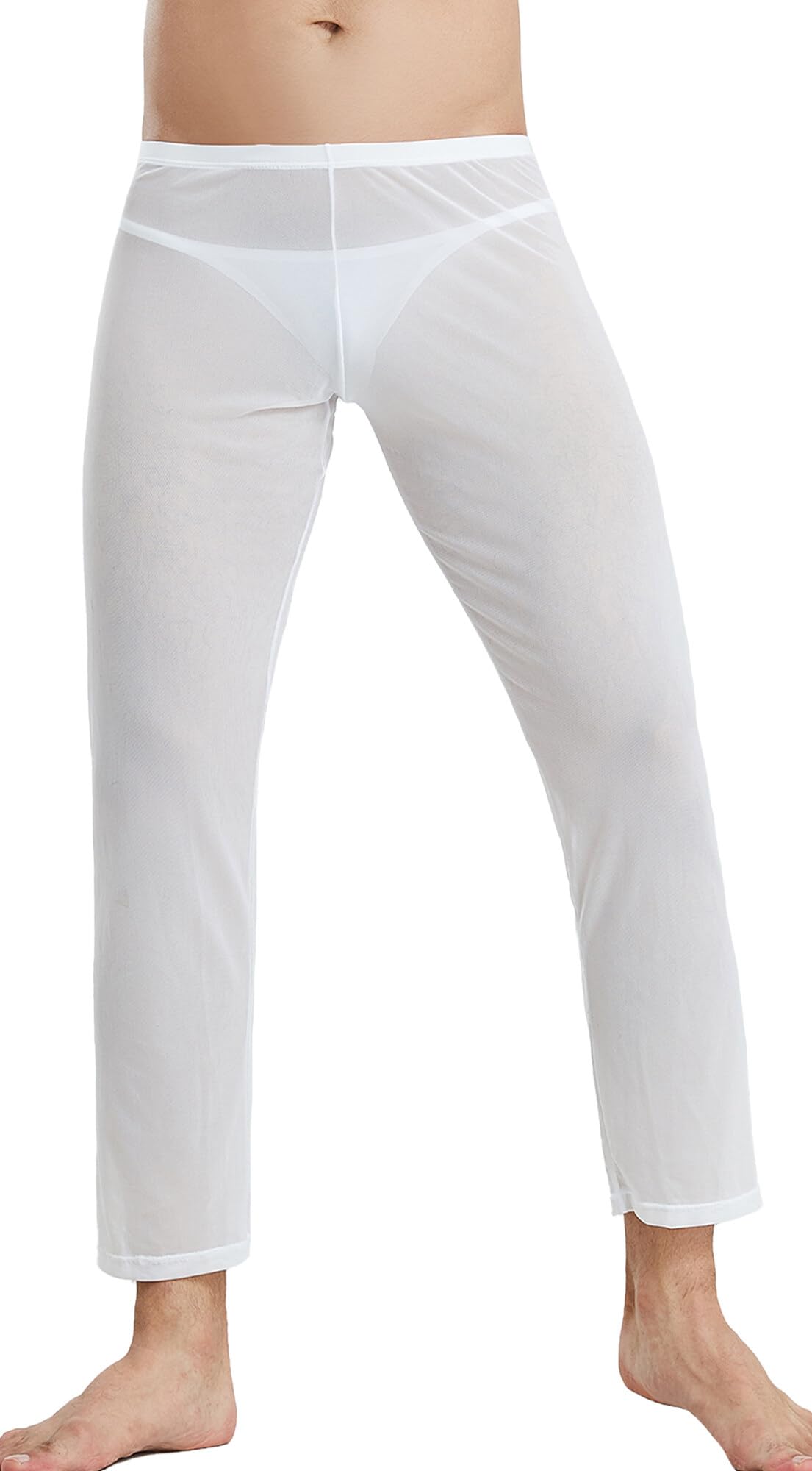 Panegy Pantaloni da pigiama da uomo, in rete, trasparenti, comodi, trasparenti, da discoteca