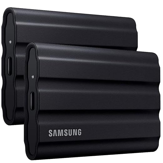 Samsung MU-PE4T0S T7 4TB Shield Portable SSD, USB 3.2, Black (2-Pack)
