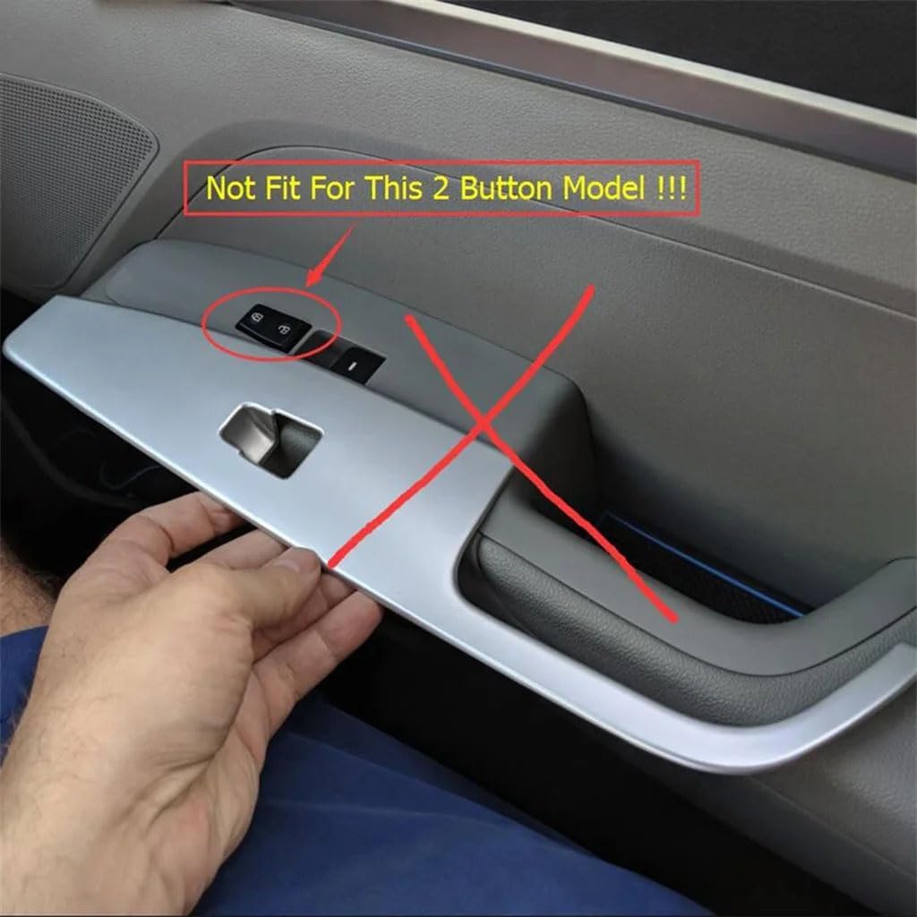 Car Door Window Glass Lift Switch Panel Cover Compatible with Elantra 2016 2017 2018 2019 2020 Accessories (Silver 2-Hole)