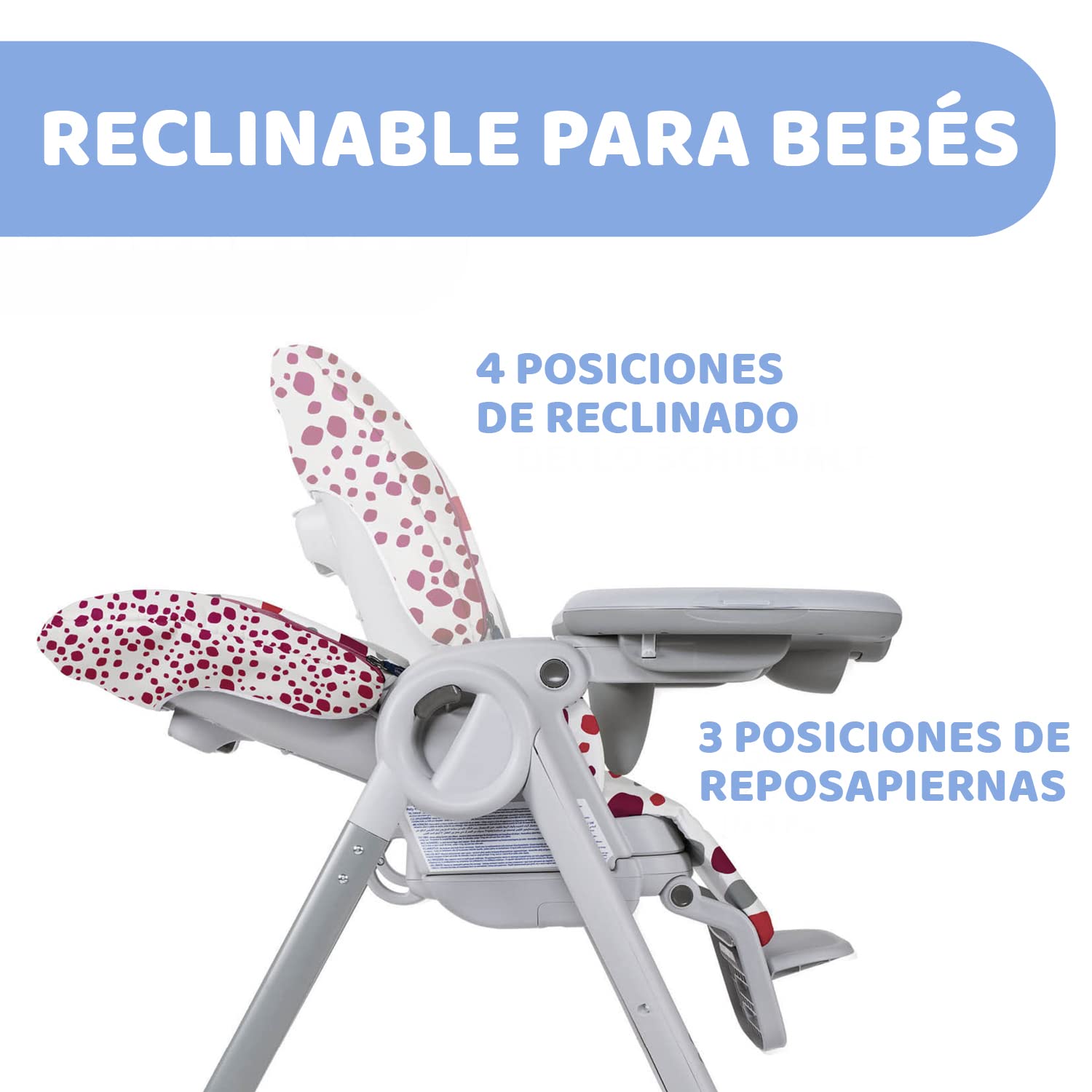 Chicco Polly Progres5 Chaise Haute Évolutive, Convertible en Transat et Rehausseur pour Bébé, Réglable de la Naissance à 3 ans (15 kg), avec 4 Roues, Fermeture Compacte - cherry