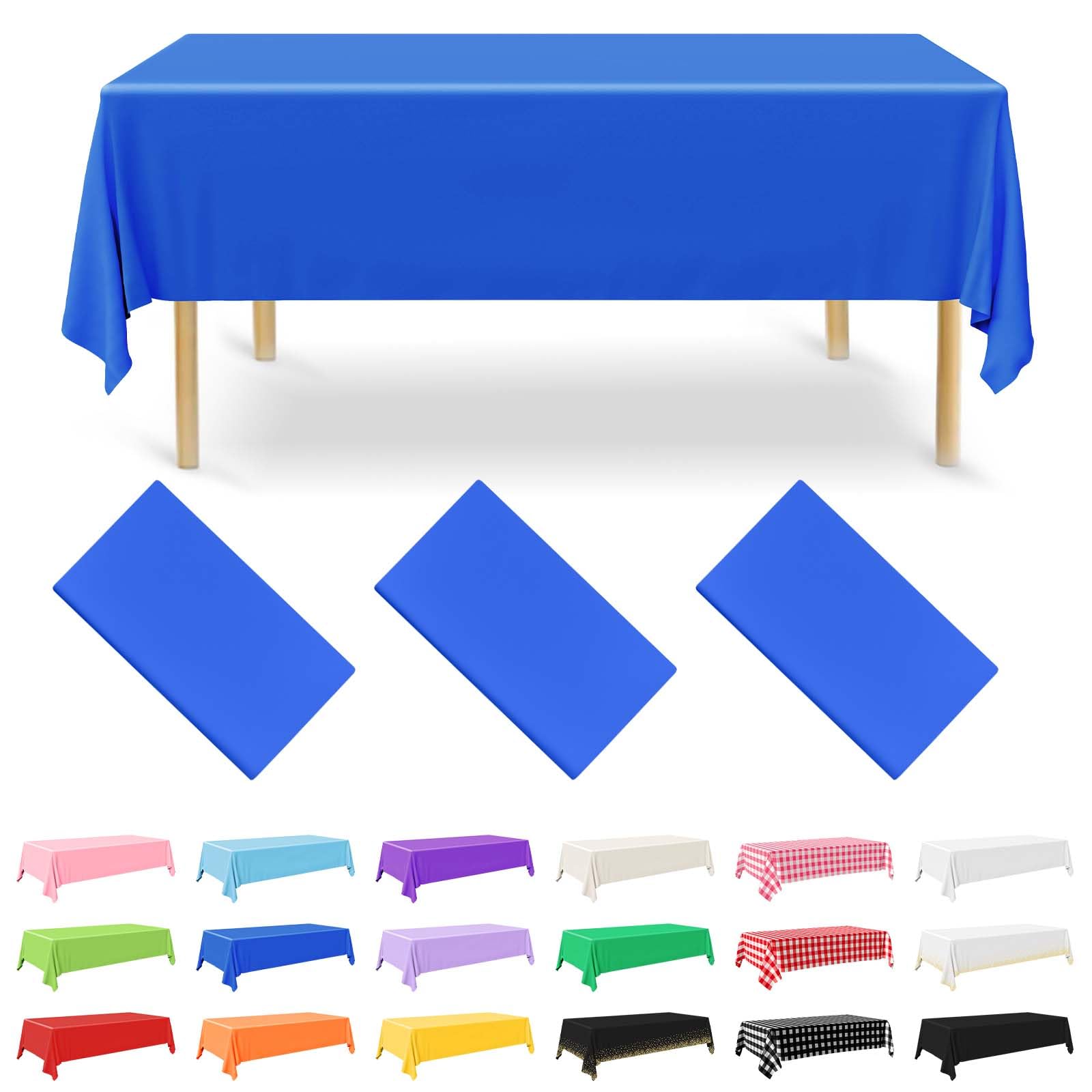 NACHLYNN 3 Pack Disposable Plastic Tablecloths 137 x 274 cm Dark Blue Rectangle Table Cover for Holiday Party Engagement Weddings Baptism Birthday Decoration