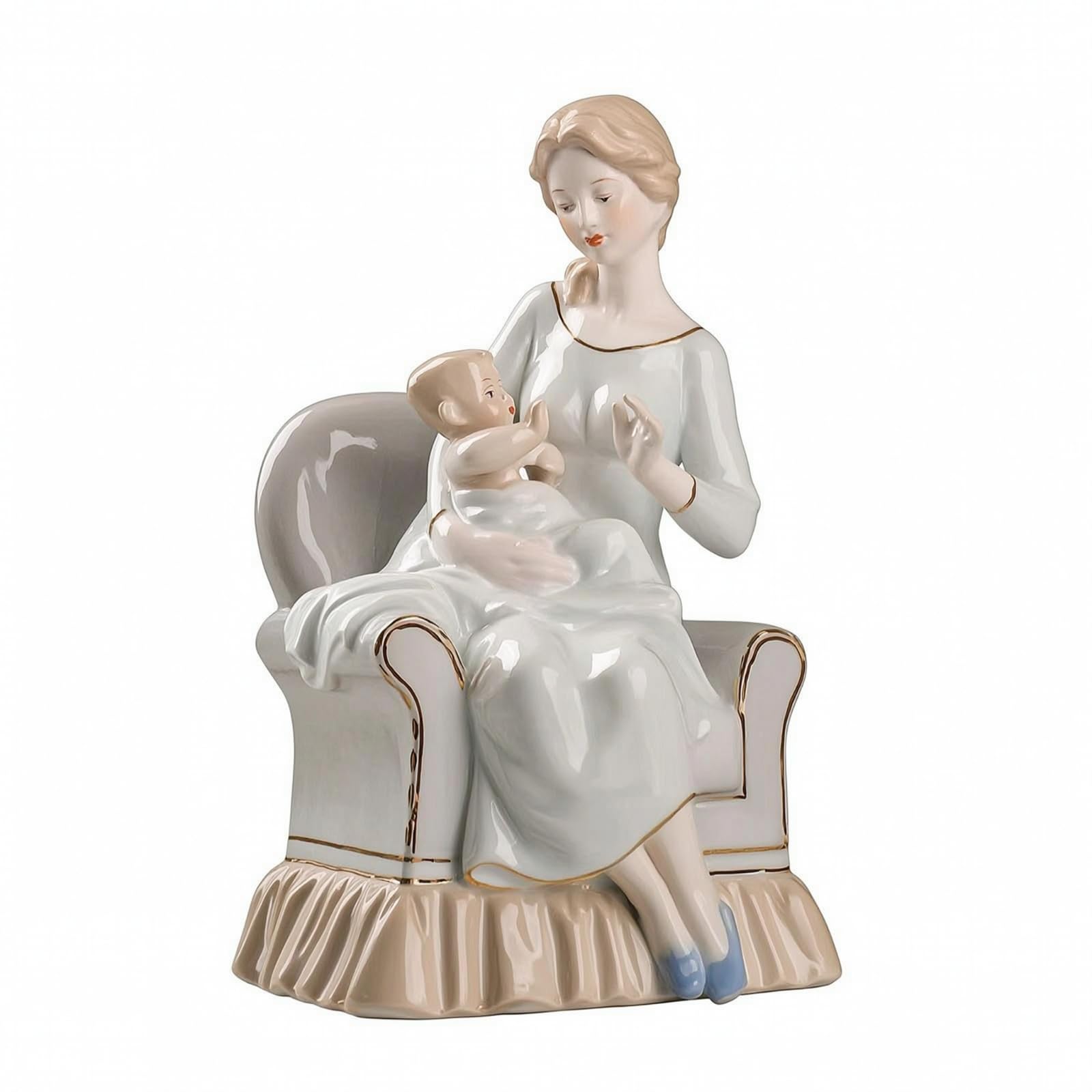 F Fityle Figura de Cerámica Hijo Estatua Escultura Adorno Escultura Decorativa de Mesa con Trazos Pintados a Mano y Suavizados Adecuada para Sala de Estar