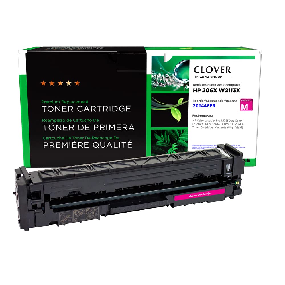 Clover Remanufactured High Yield Toner Cartridge (Reused OEM Chip) Replacement for HP 206X (W2113X) | Magenta