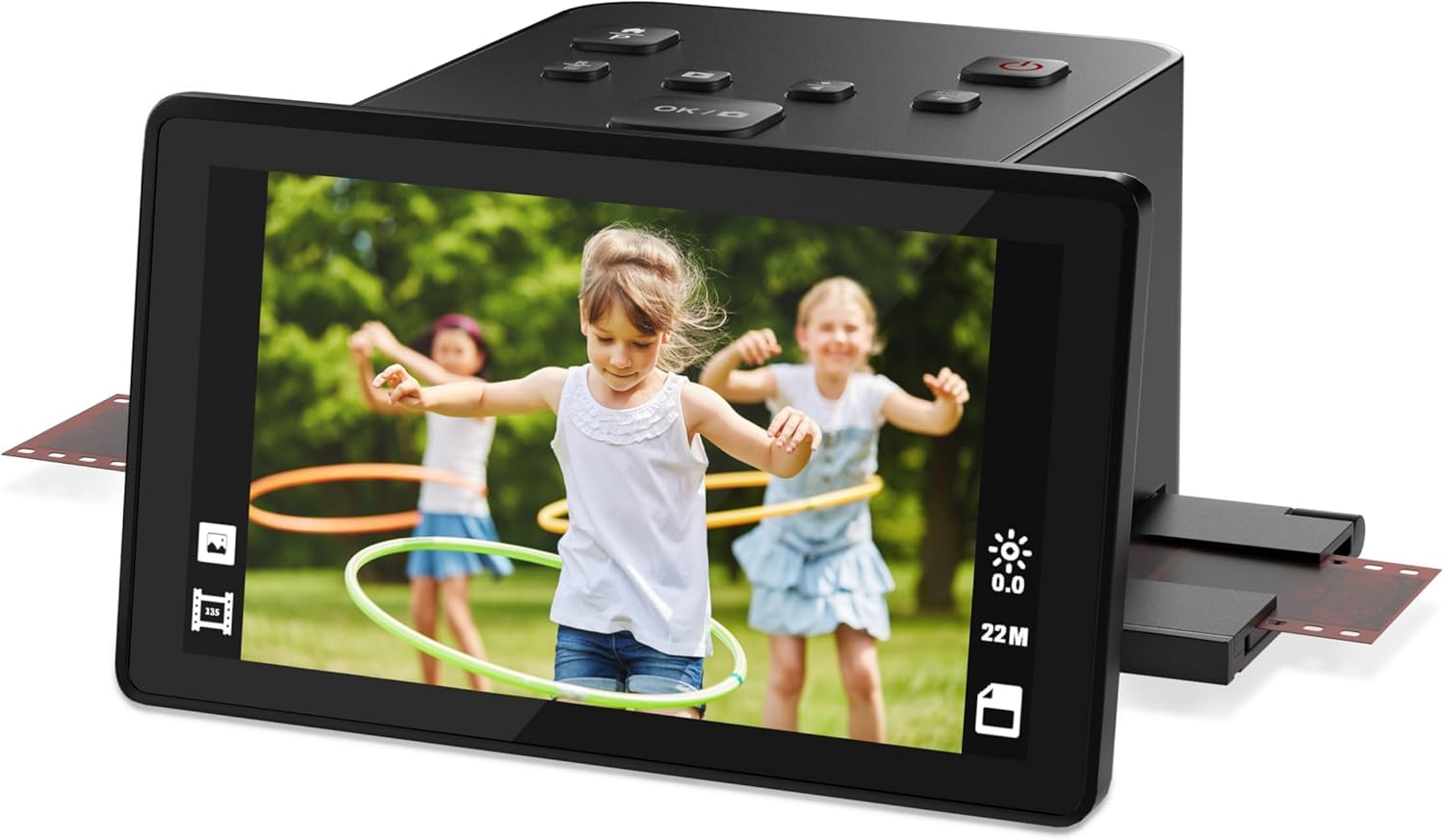 Scanner numérique de film et de diapositives avec grand écran LCD de 5 pouces, scanner de diapositives pour numériser scanner négatif, convertit 135, 126 KPK, 110 négatifs et super 8 films en 22 MP