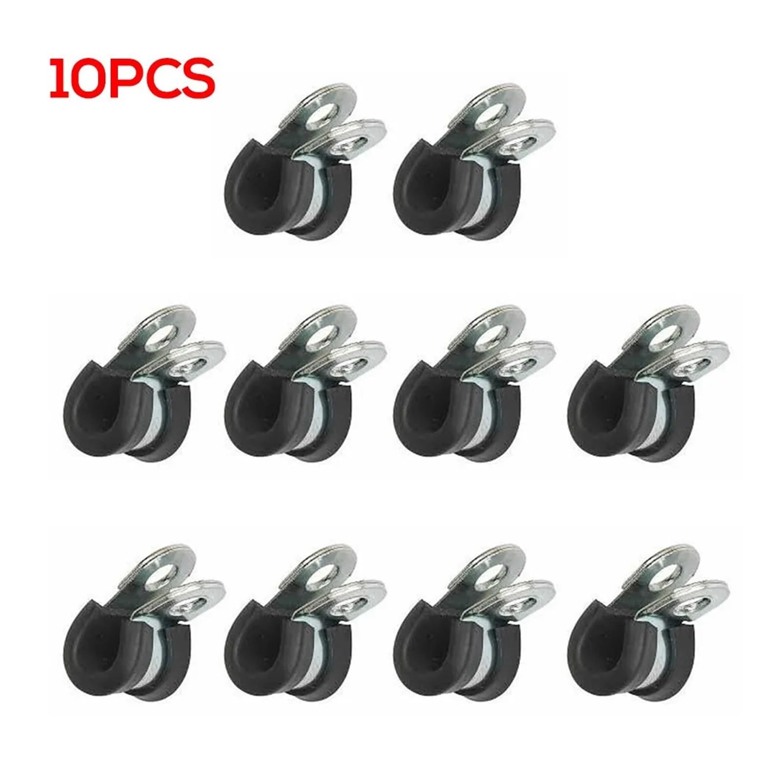 Opaski zaciskowe typu P z gumową wyściółką, 10 szt. 8mm metalowe klipsy P z gumową podszewką do hydraulicznego przewodu gazowego hamulca okablowanie zacisk rury węża