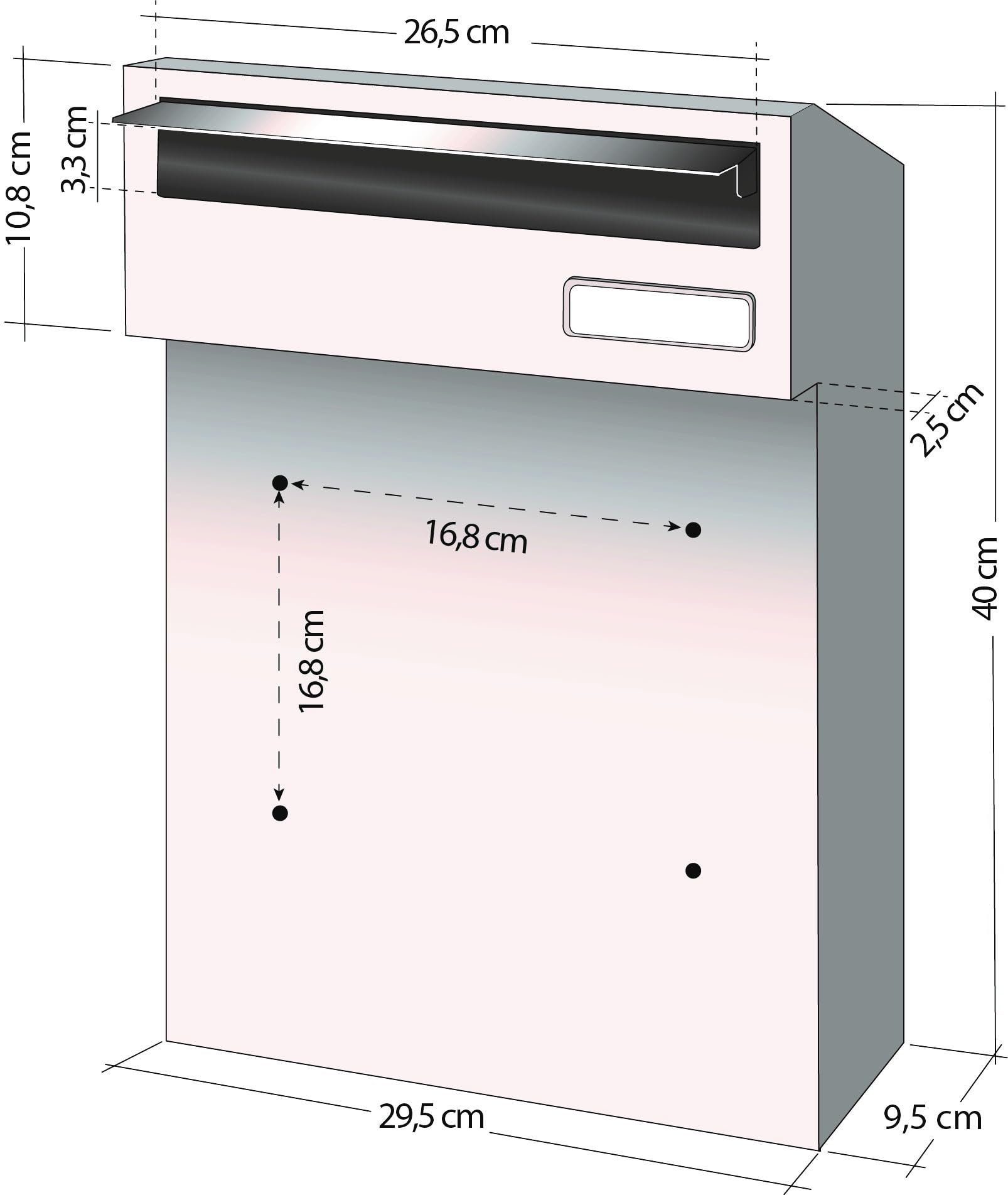 ALUBOX FENCY Cassetta Postale Da Esterno 45X34X16 ad Incasso O Recinzioni Cassetta Posta Con Fessura Frontale e Apertura Posteriore Buca Lettere Da Esterno Antiruggine Resistente (antracite)