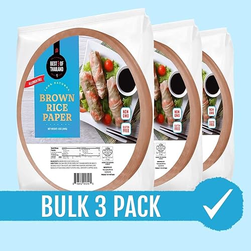 Miniatura 4 de Best of Thailand Redondas Envolturas de Papel de Arroz Integral Marrón Paquete de 3  Perfectas para Rollitos de Primavera Frescos y Dumplings  Sin