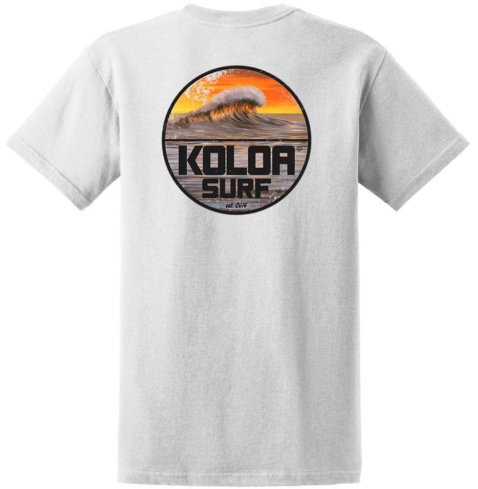 Koloa Surf Company Mens Golden Sunset Logo Heavy Cotton Tee-Tall-2XLT-White/c
