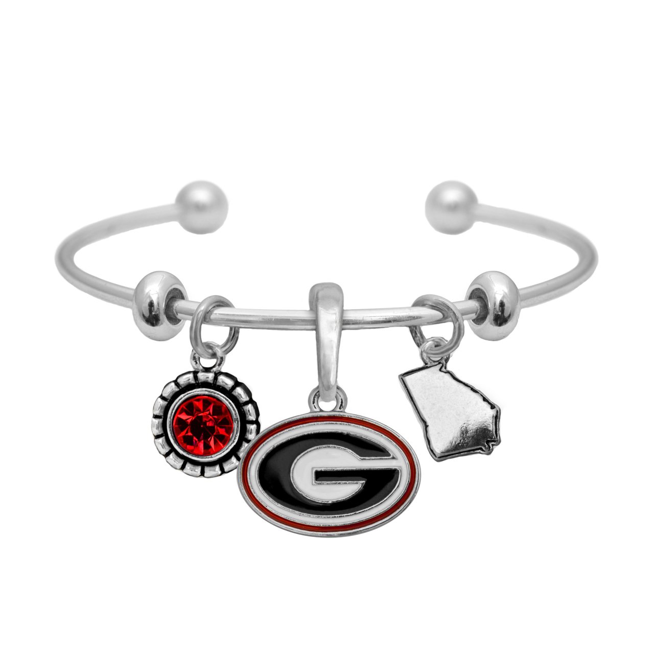 Sports Accessory Store Georgia Bulldogs Home Sweet Home Silver Crystal Cuff Bracelet Jewelry UGA